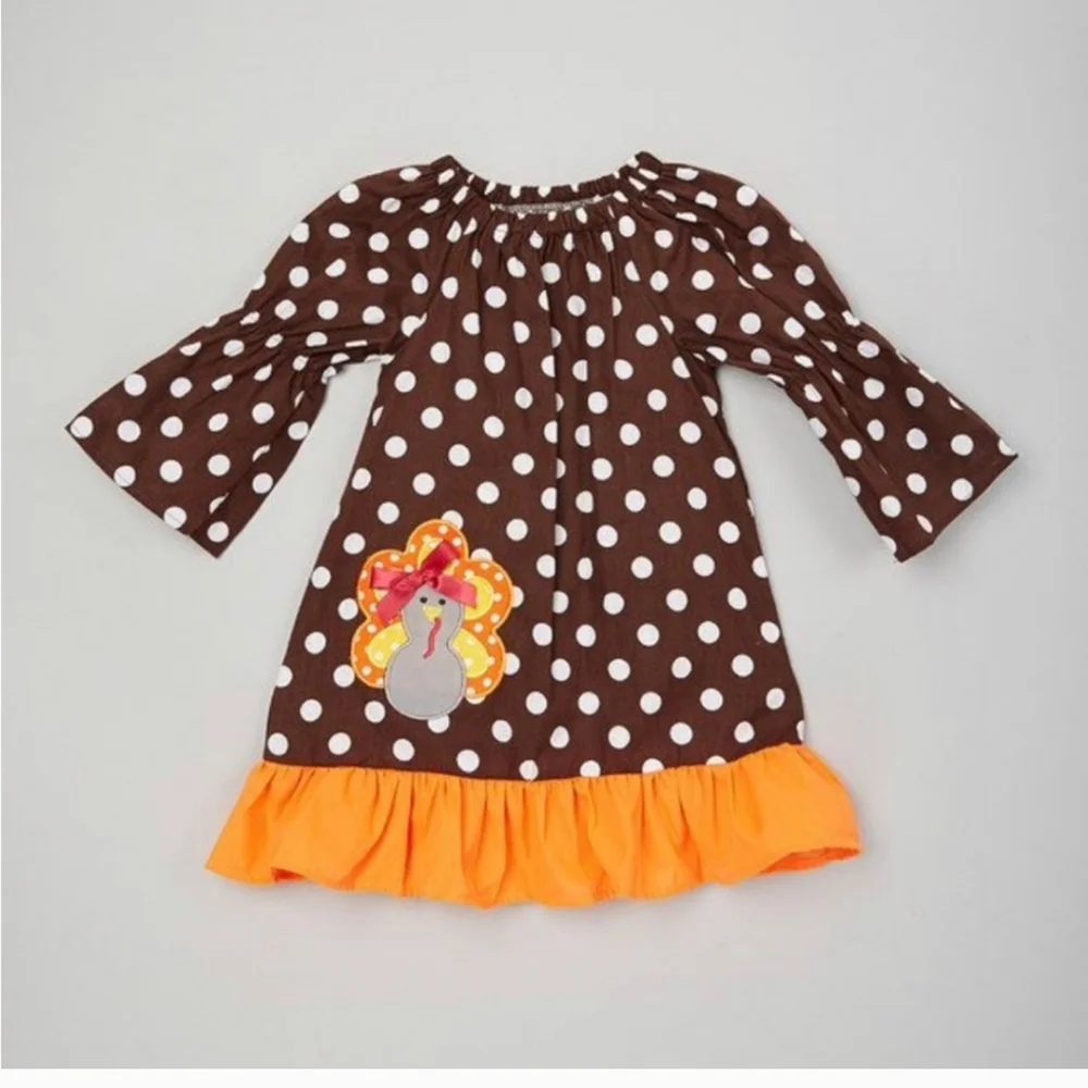 NWOT Thanksgiving Dress for girls NEW...size 6  RUNS SMALL